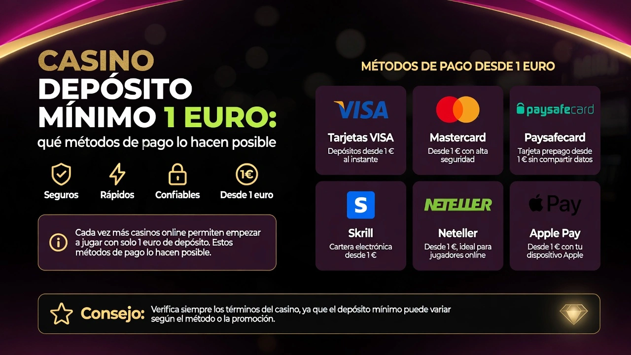 Casino depósito mínimo 1 euro: qué métodos de pago lo hacen posible