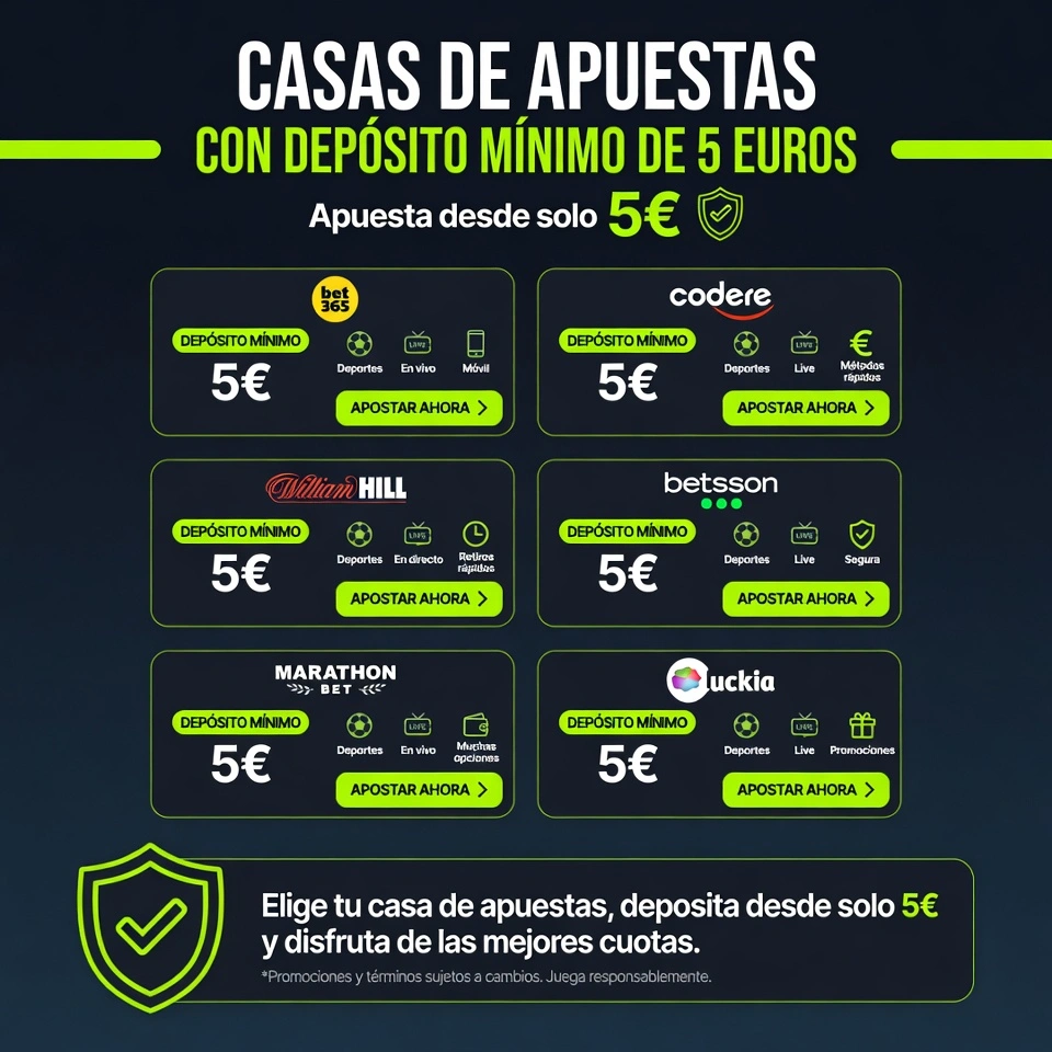 Casas de apuestas con depósito mínimo de 5 euros