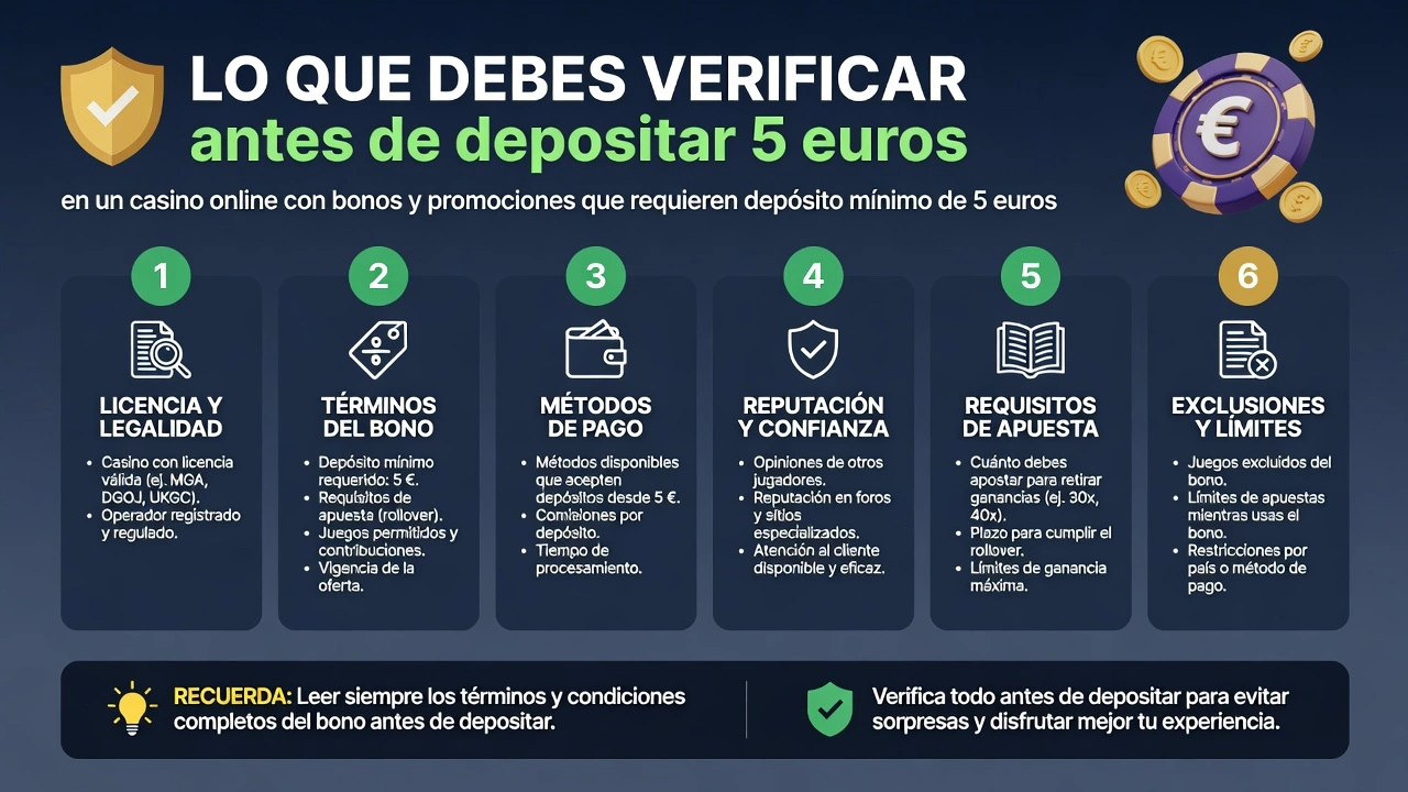 Lo que debes verificar antes de depositar 5 euros